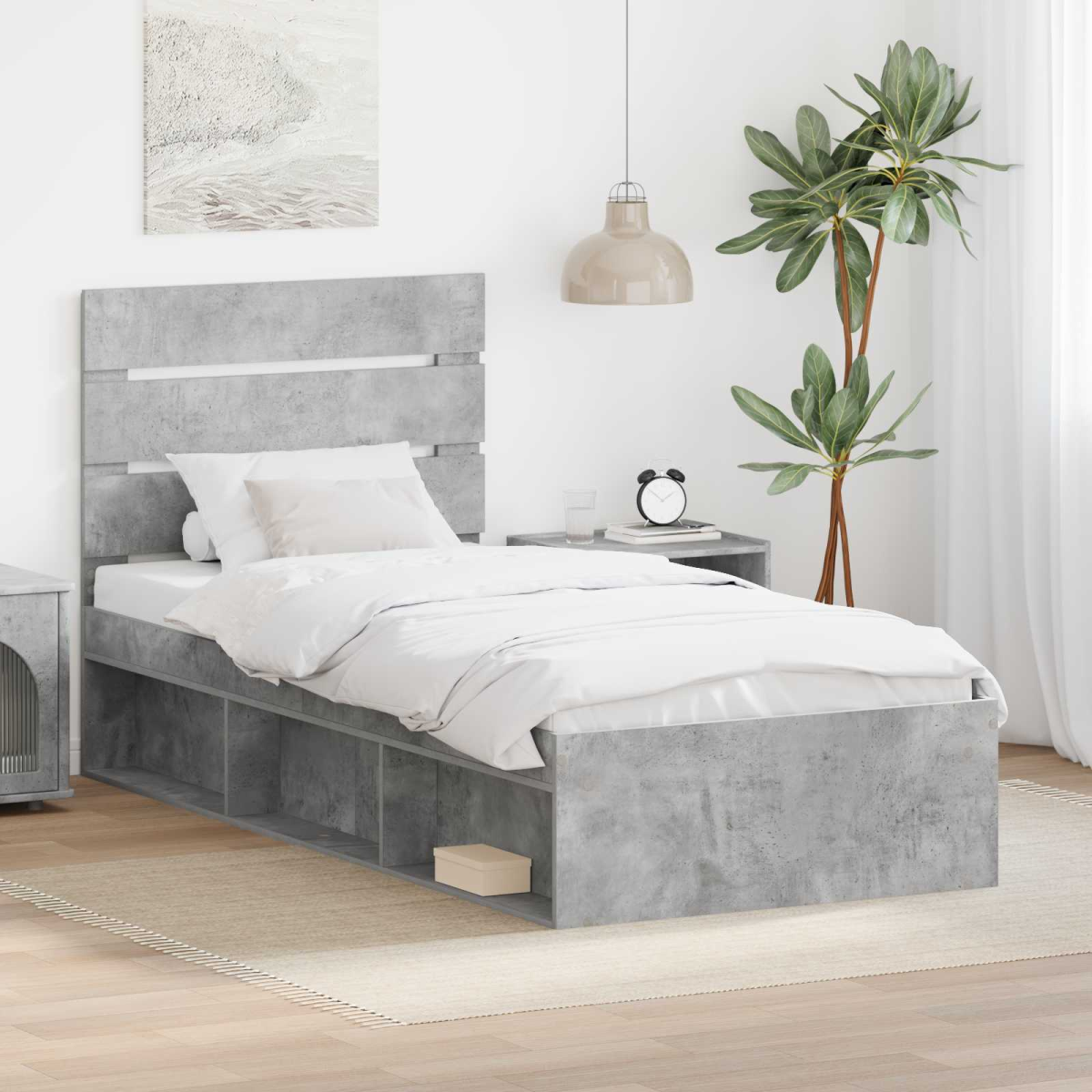 vidaXL Bed Frame with Headboard White 200 x 200 cm Solid Pine Wood - from vidaXL