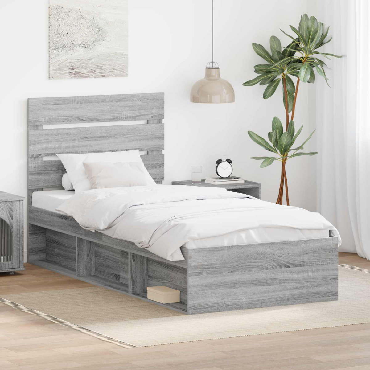 vidaXL Bed Frame with Headboard White 200 x 200 cm Solid Pine Wood - from vidaXL
