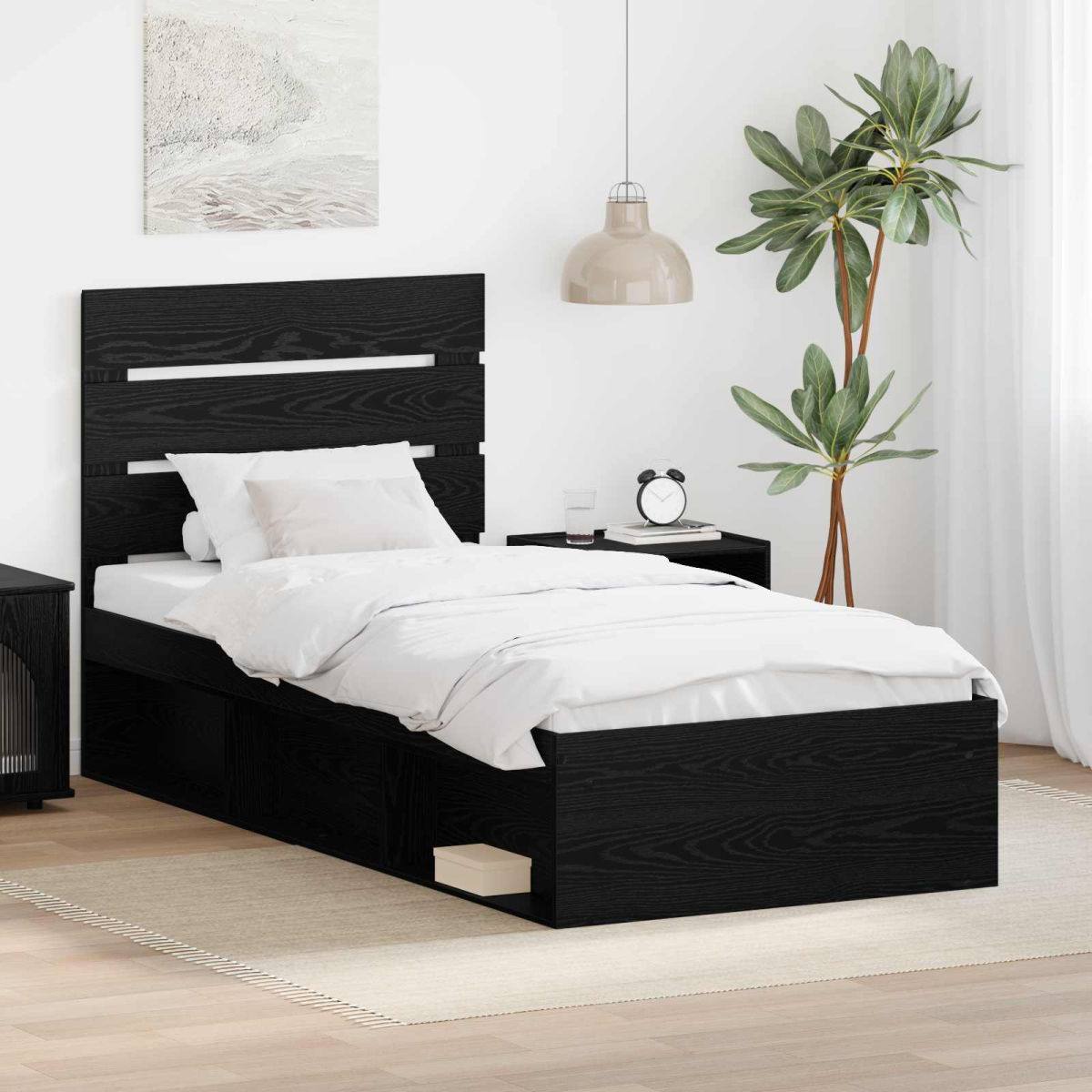 vidaXL Bed Frame with Headboard White 200 x 200 cm Solid Pine Wood - from vidaXL