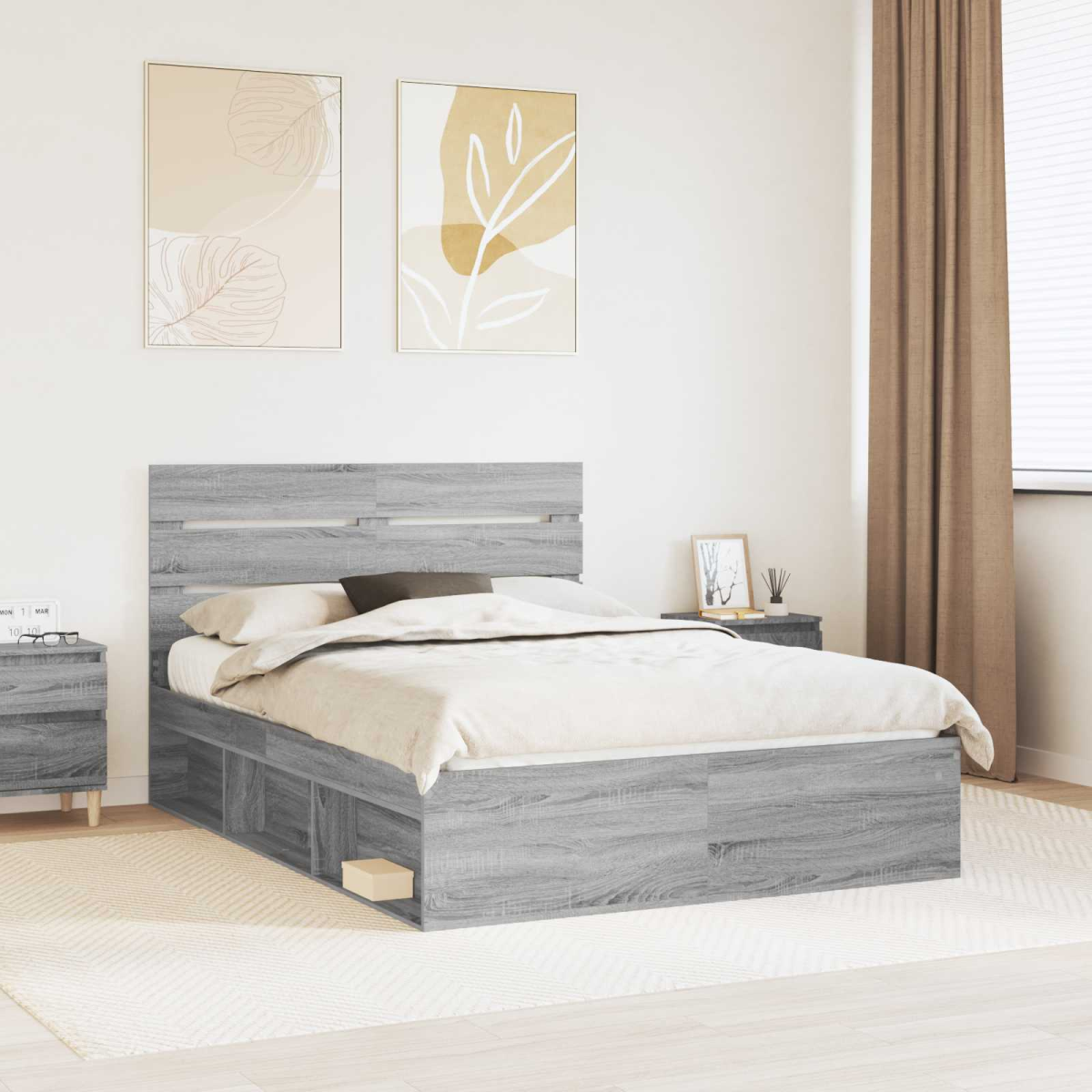 vidaXL Bed Frame with Headboard White 200 x 200 cm Solid Pine Wood - from vidaXL