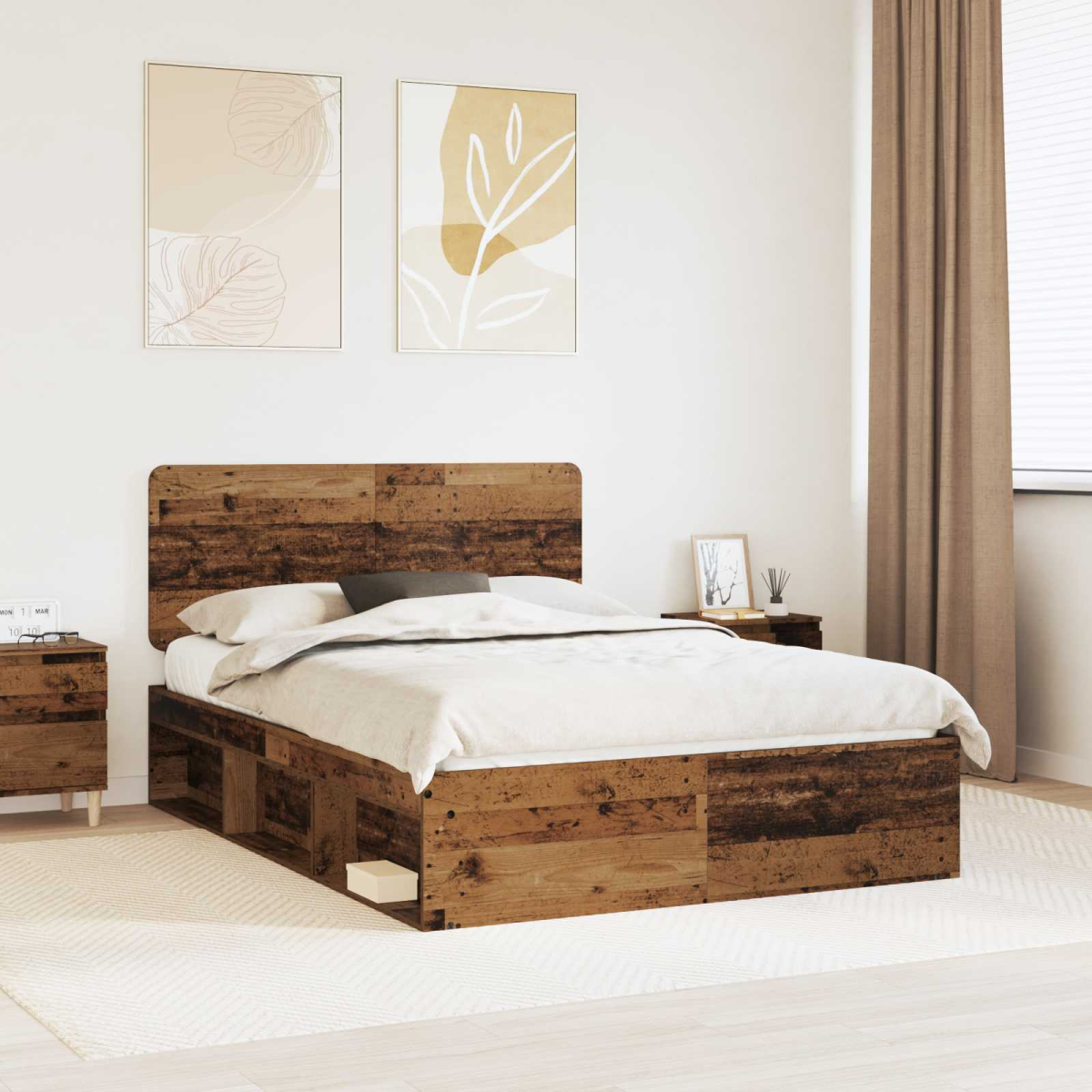 vidaXL Bed Frame with Headboard White 200 x 200 cm Solid Pine Wood - from vidaXL