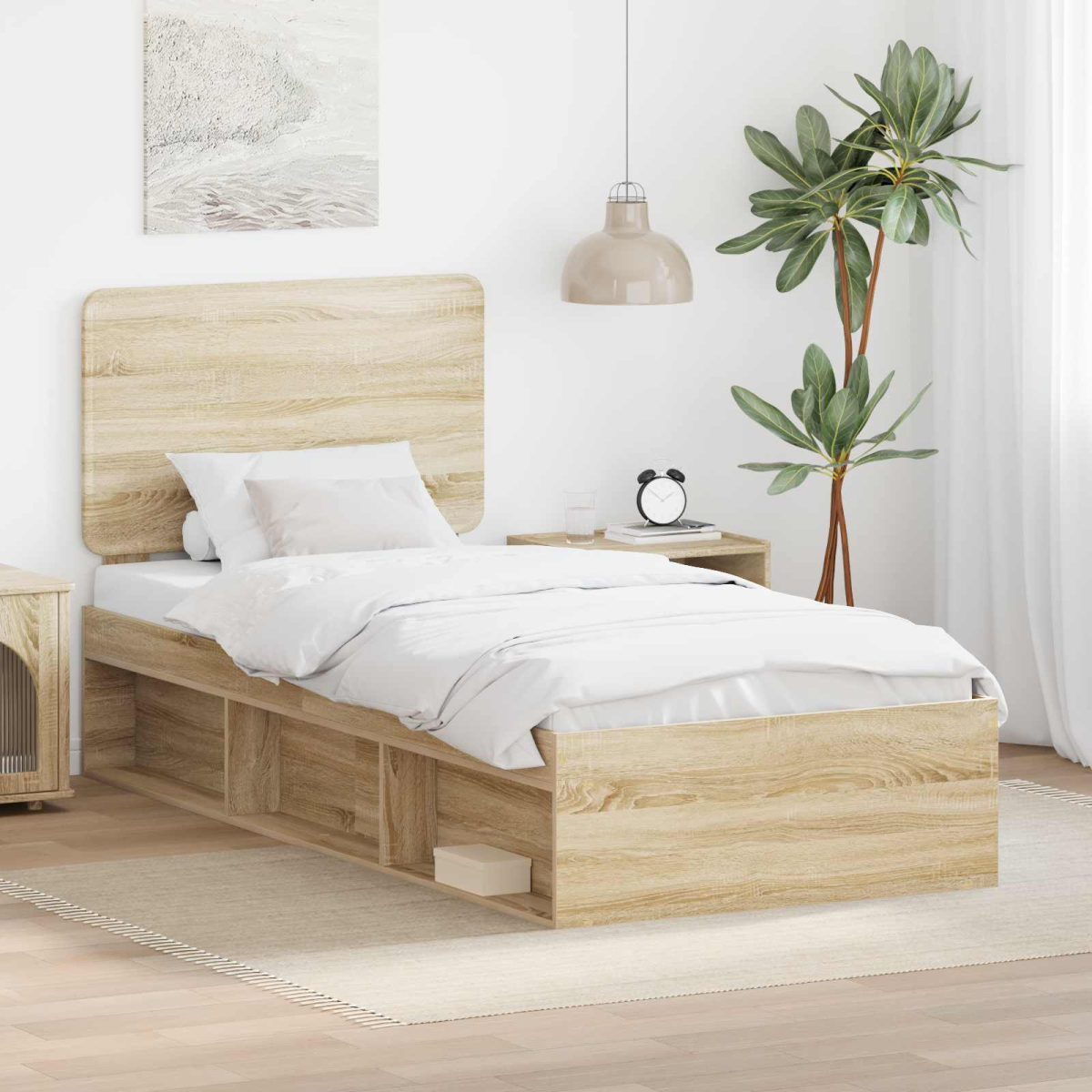 vidaXL Bed Frame with Headboard White 200 x 200 cm Solid Pine Wood - from vidaXL