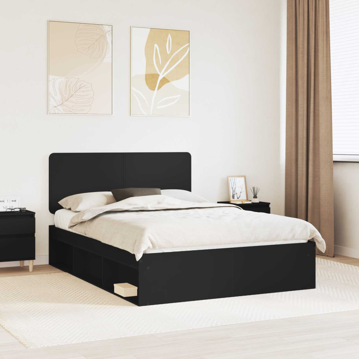 vidaXL Bed Frame with Headboard White 200 x 200 cm Solid Pine Wood - from vidaXL