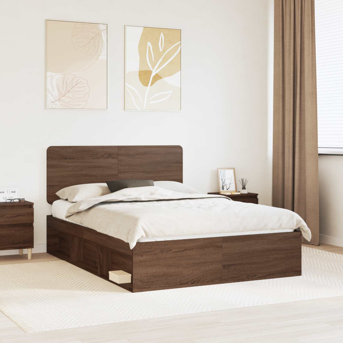 vidaXL Bed Frame with Headboard White 200 x 200 cm Solid Pine Wood - from vidaXL
