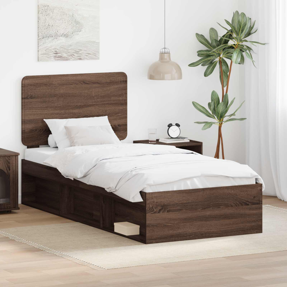 vidaXL Bed Frame with Headboard White 200 x 200 cm Solid Pine Wood - from vidaXL