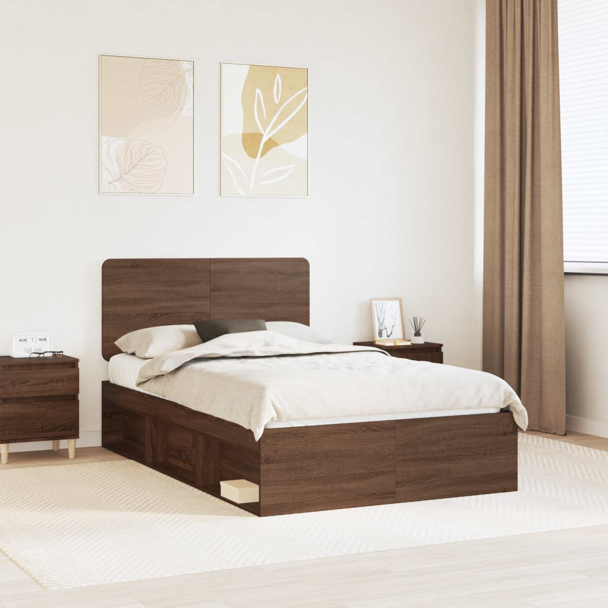 vidaXL Bed Frame with Headboard White 200 x 200 cm Solid Pine Wood - from vidaXL