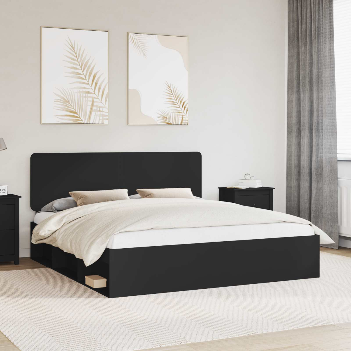 vidaXL Bed Frame with Headboard White 200 x 200 cm Solid Pine Wood - from vidaXL
