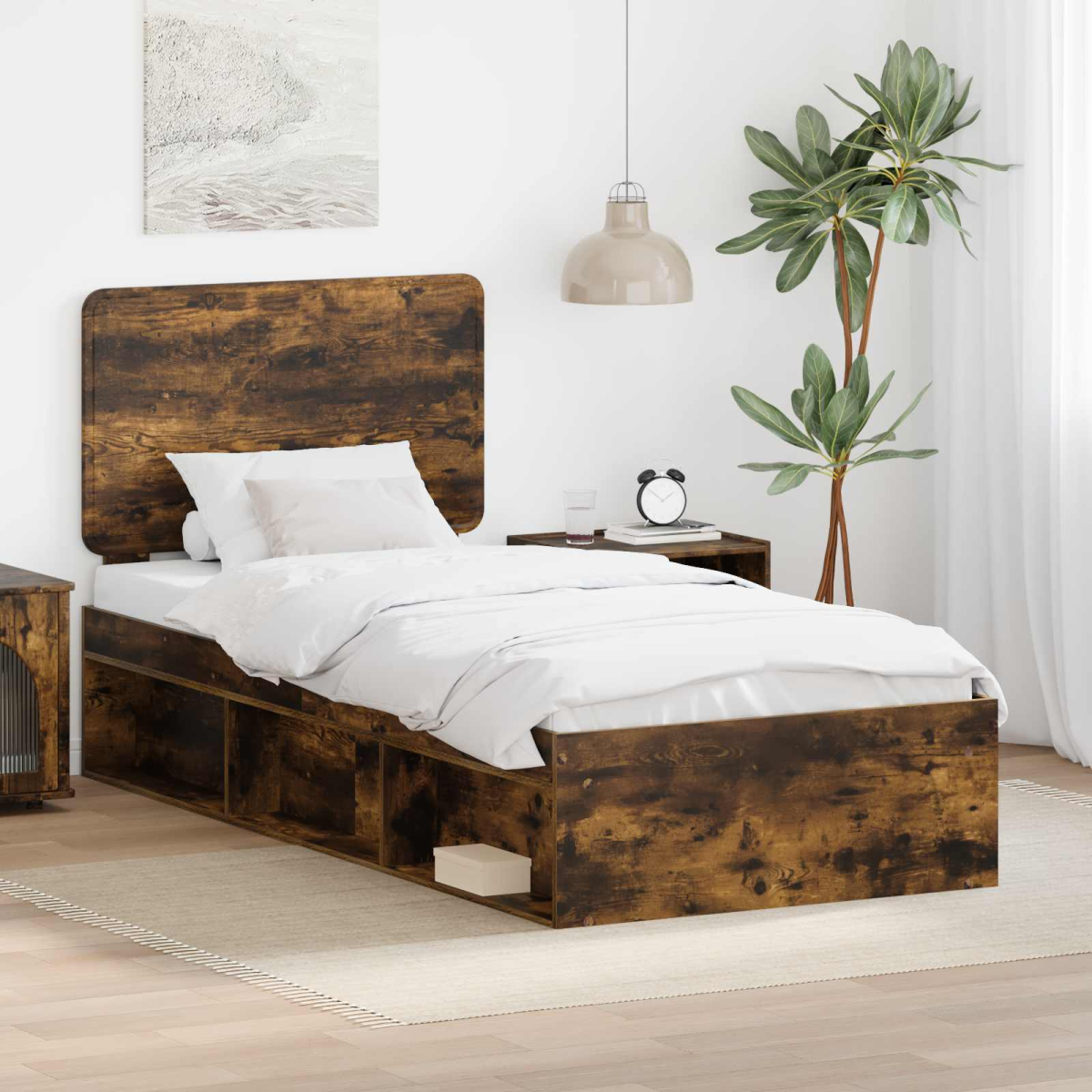 vidaXL Bed Frame with Headboard White 200 x 200 cm Solid Pine Wood - from vidaXL