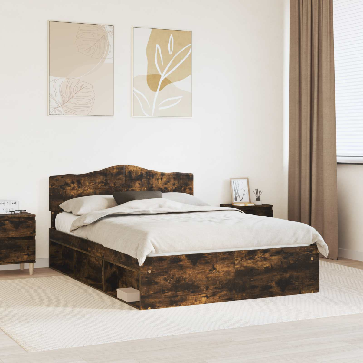 vidaXL Bed Frame with Headboard White 200 x 200 cm Solid Pine Wood - from vidaXL