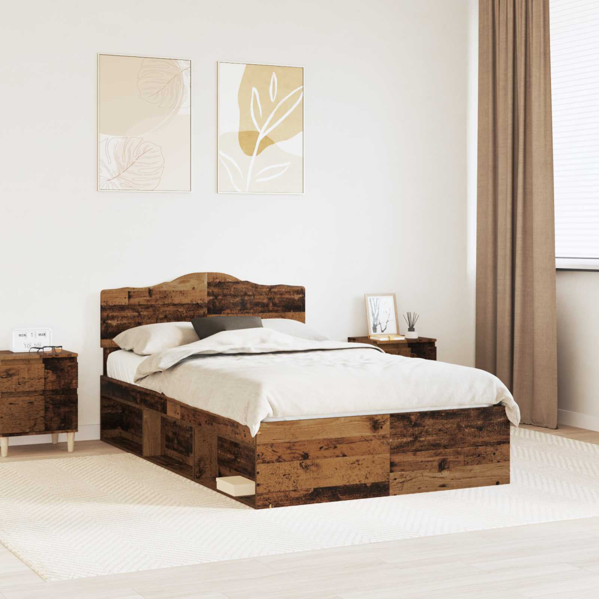 vidaXL Bed Frame with Headboard White 200 x 200 cm Solid Pine Wood - from vidaXL