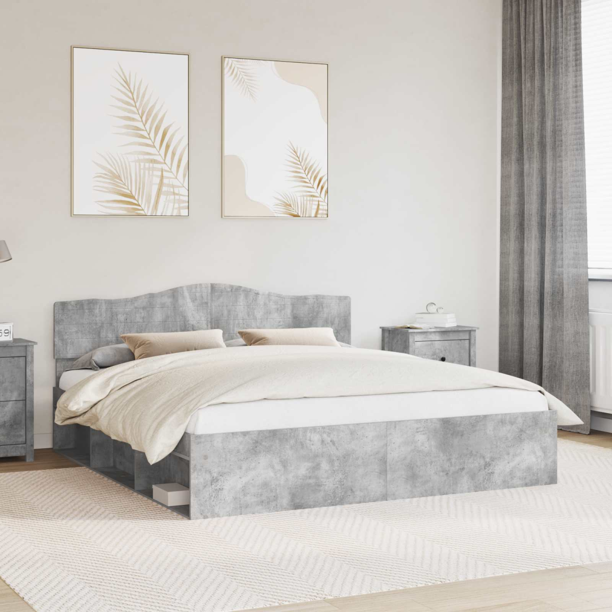 vidaXL Bed Frame with Headboard White 200 x 200 cm Solid Pine Wood - from vidaXL