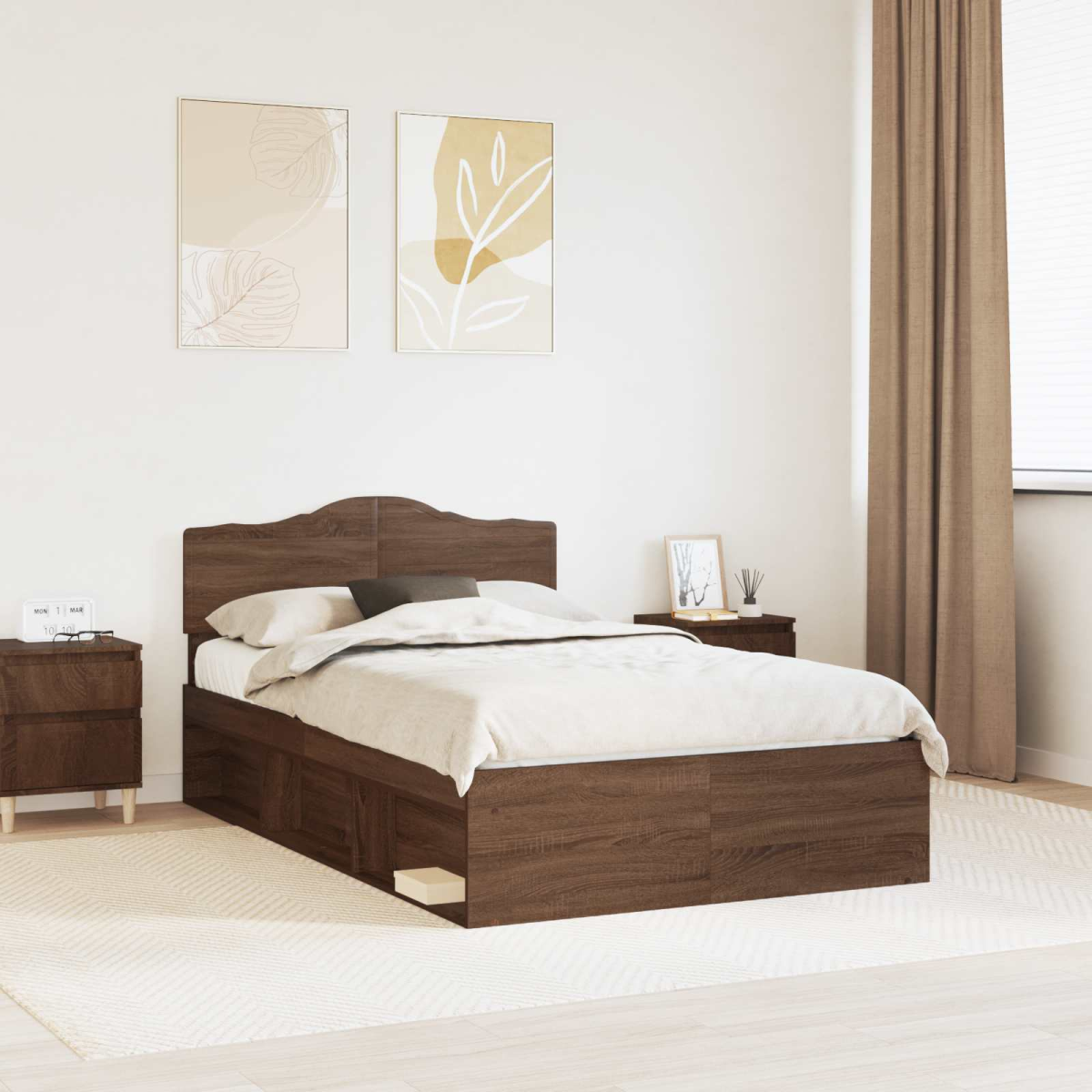vidaXL Bed Frame with Headboard White 200 x 200 cm Solid Pine Wood - from vidaXL