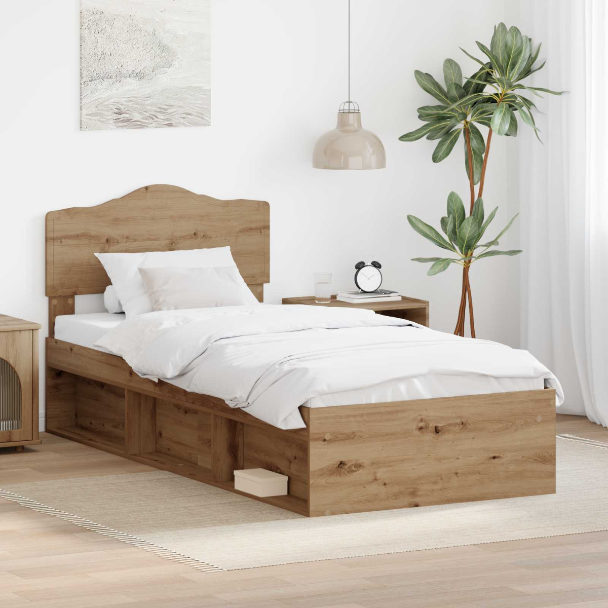 vidaXL Bed Frame with Headboard White 200 x 200 cm Solid Pine Wood - from vidaXL