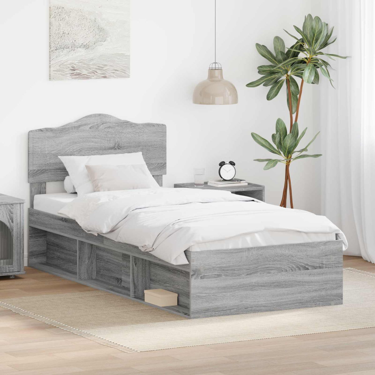 vidaXL Bed Frame with Headboard White 200 x 200 cm Solid Pine Wood - from vidaXL
