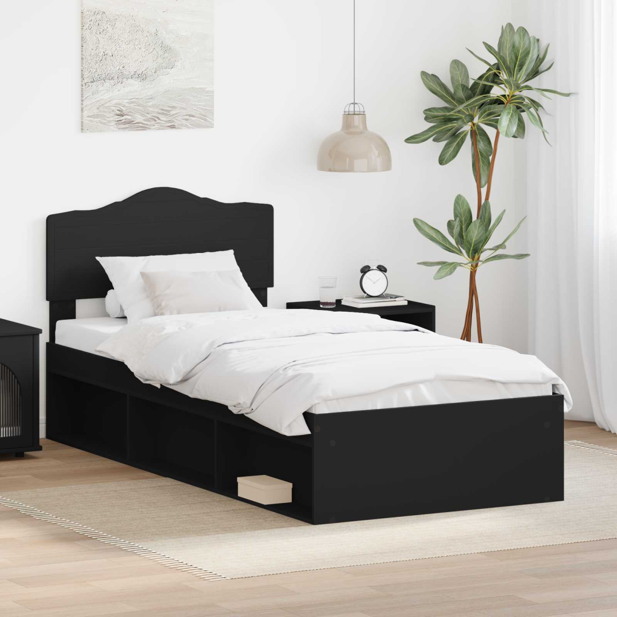 vidaXL Bed Frame with Headboard White 200 x 200 cm Solid Pine Wood - from vidaXL