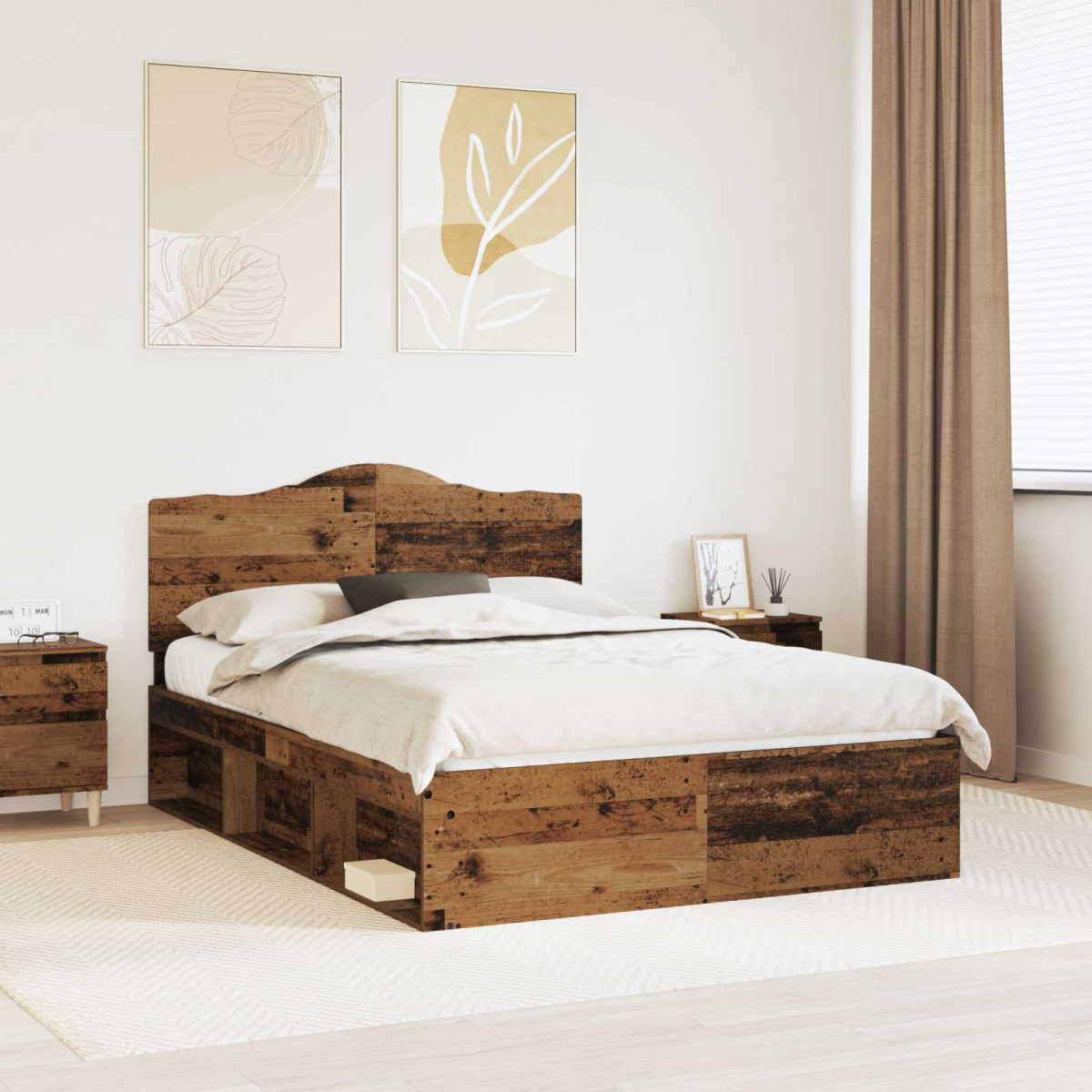 vidaXL Bed Frame with Headboard White 200 x 200 cm Solid Pine Wood - from vidaXL