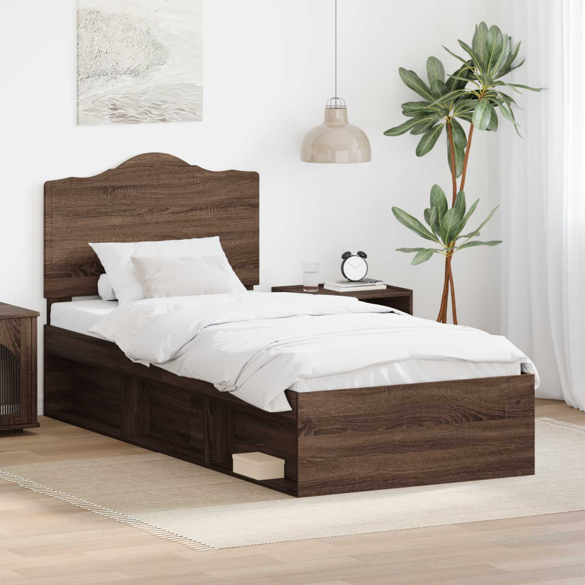 vidaXL Bed Frame with Headboard White 200 x 200 cm Solid Pine Wood - from vidaXL