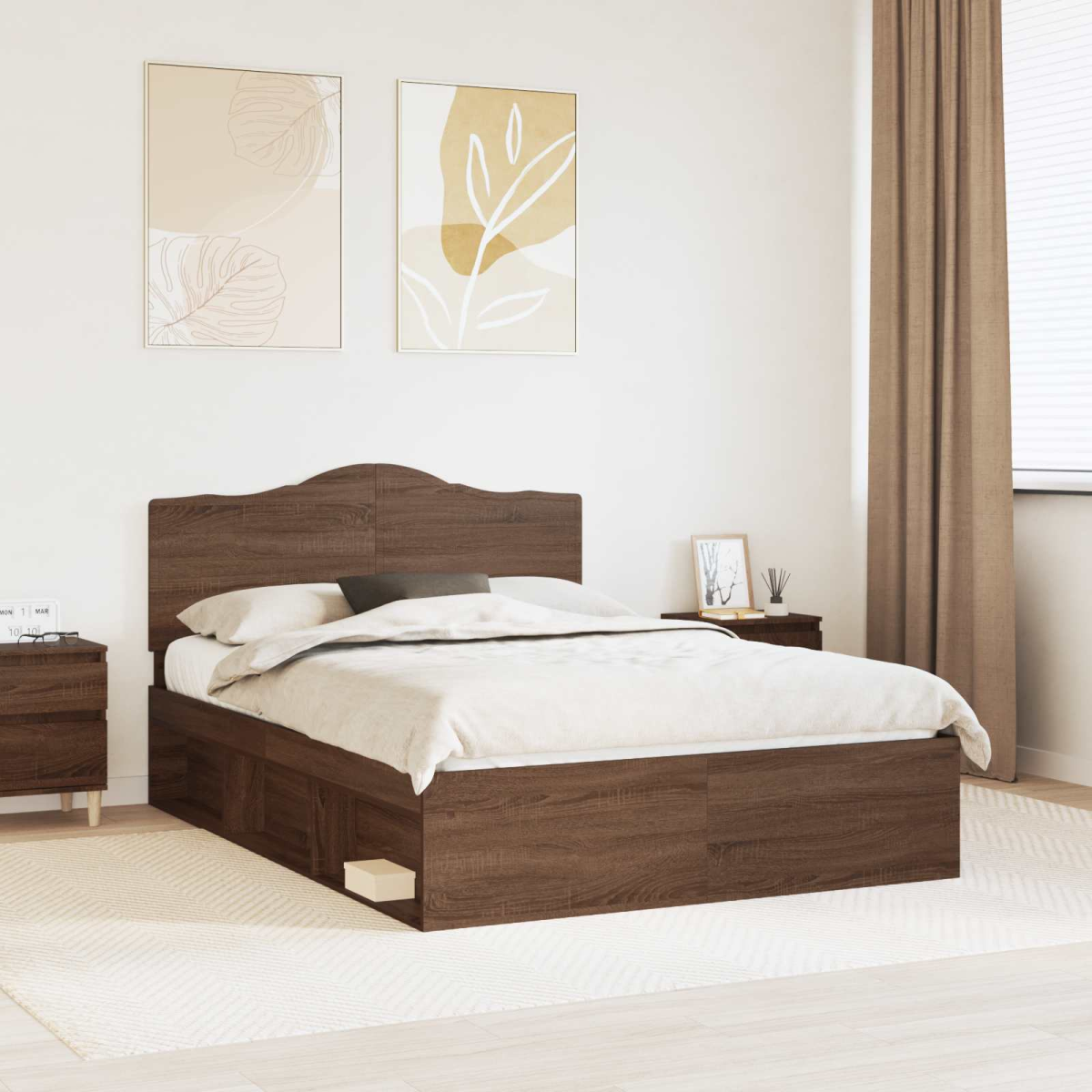 vidaXL Bed Frame with Headboard White 200 x 200 cm Solid Pine Wood - from vidaXL