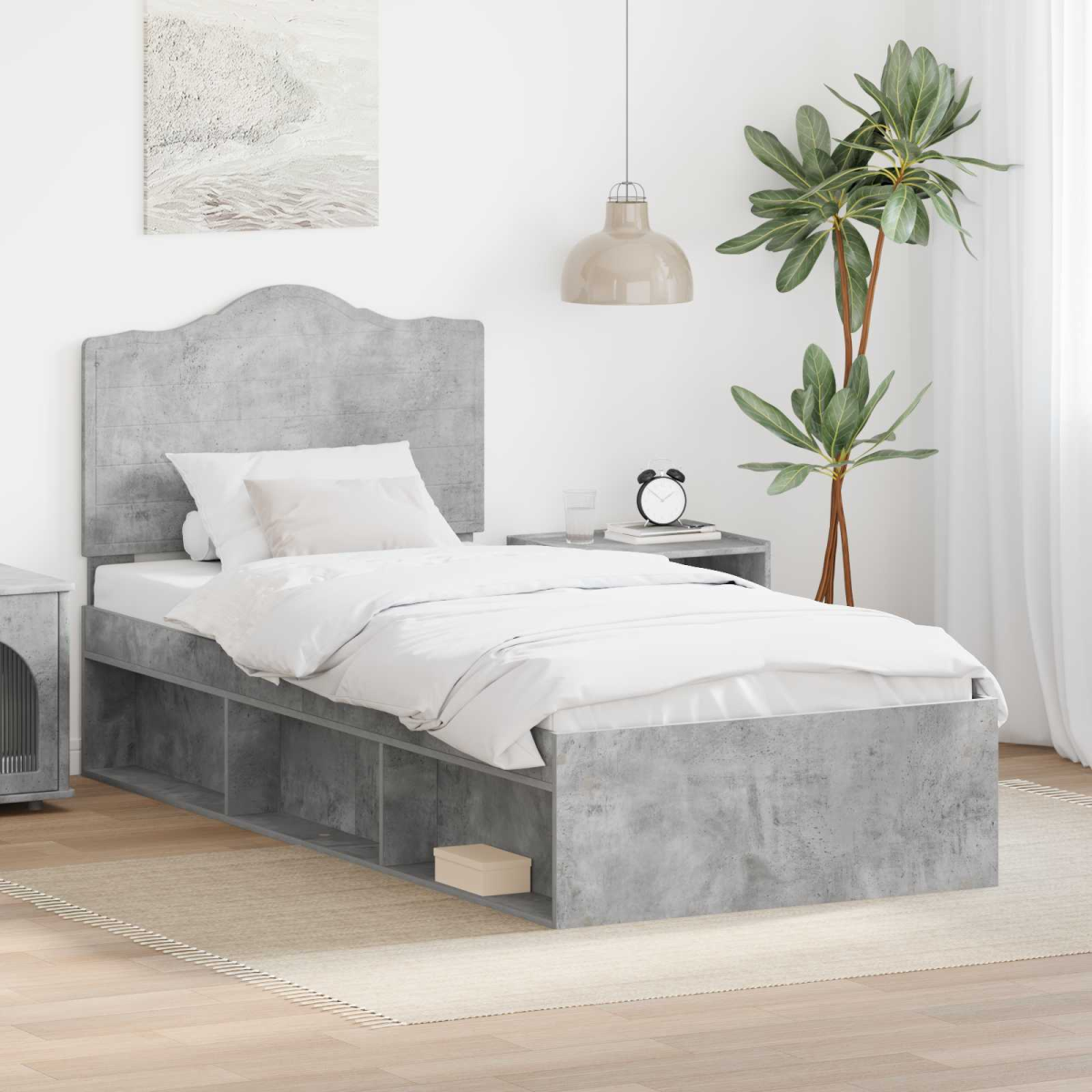 vidaXL Bed Frame with Headboard White 200 x 200 cm Solid Pine Wood - from vidaXL