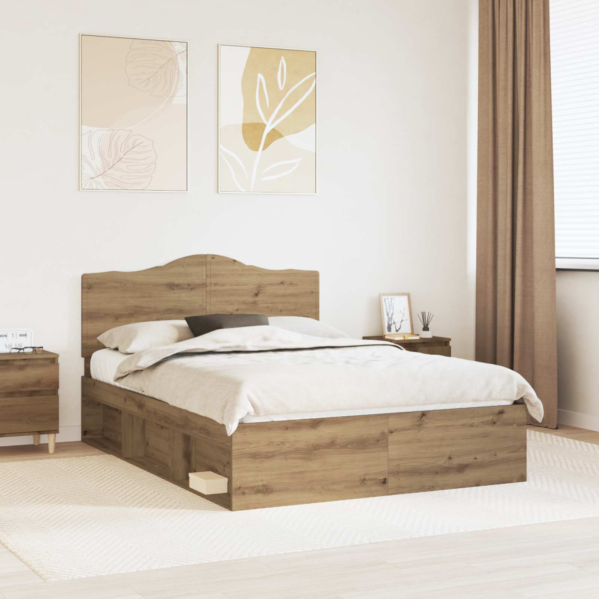 vidaXL Bed Frame with Headboard White 200 x 200 cm Solid Pine Wood - from vidaXL