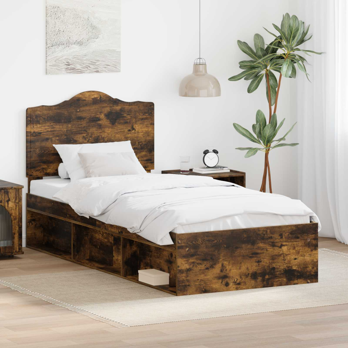 vidaXL Bed Frame with Headboard White 200 x 200 cm Solid Pine Wood - from vidaXL