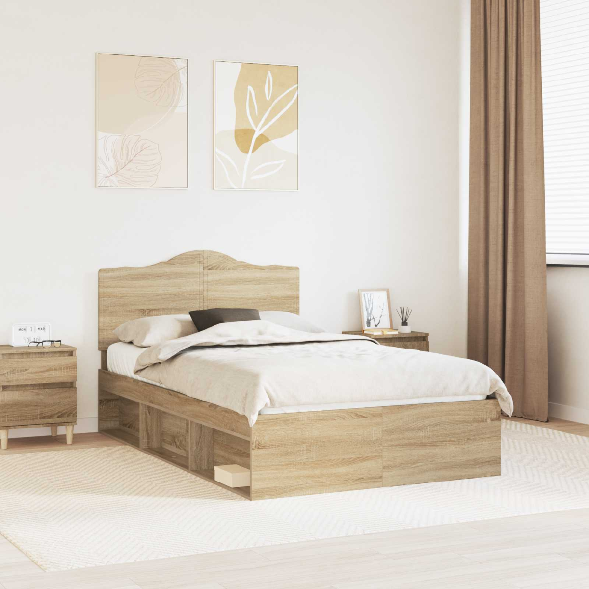 vidaXL Bed Frame with Headboard White 200 x 200 cm Solid Pine Wood - from vidaXL
