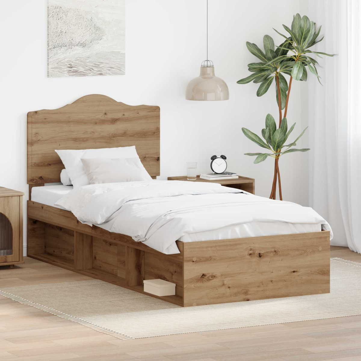 vidaXL Bed Frame with Headboard White 200 x 200 cm Solid Pine Wood - from vidaXL