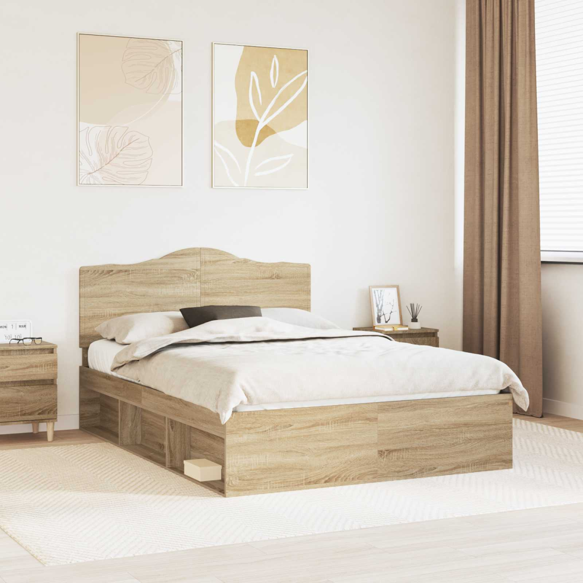 vidaXL Bed Frame with Headboard White 200 x 200 cm Solid Pine Wood - from vidaXL
