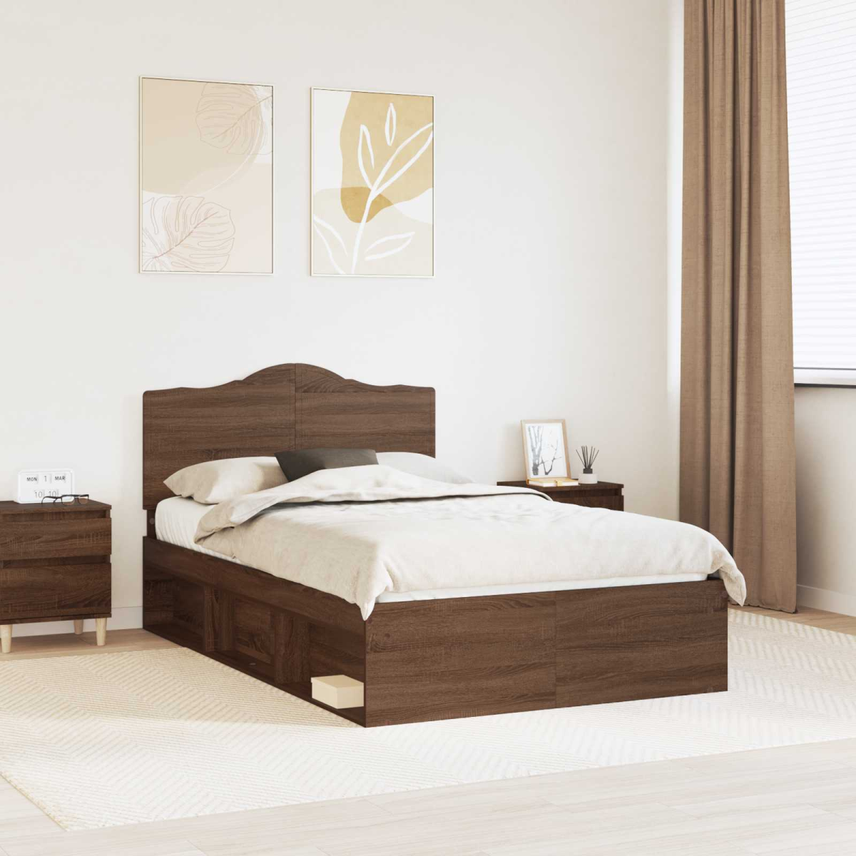 vidaXL Bed Frame with Headboard White 200 x 200 cm Solid Pine Wood - from vidaXL