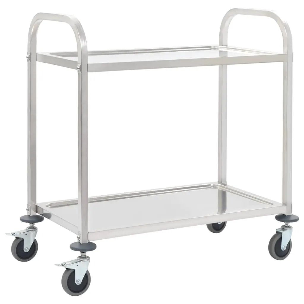 vidaXL 2-Tier Kitchen Trolley 96.5x55x90 cm Stainless Steel - from vidaXL