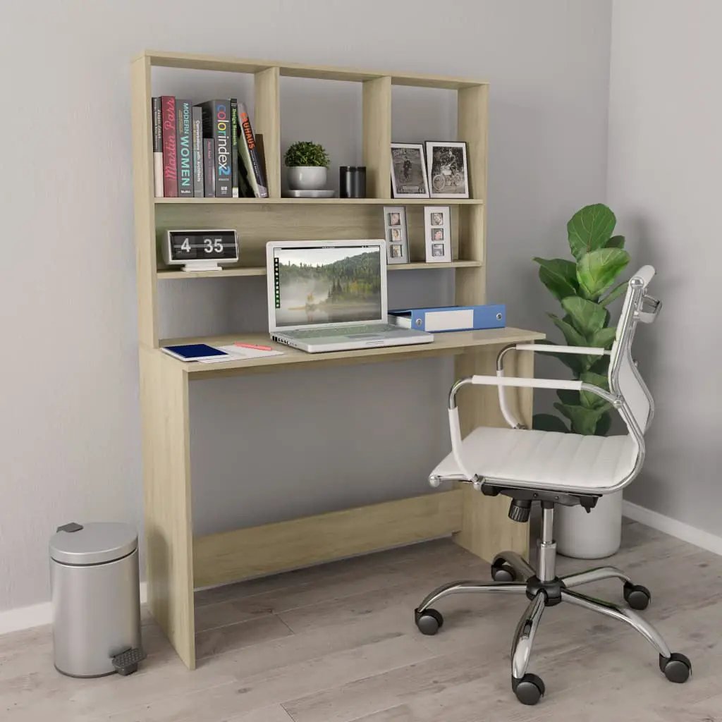 vidaXL vidaXL Desk with Shelf White 110x45x157 cm Engineered Wood - Desk
