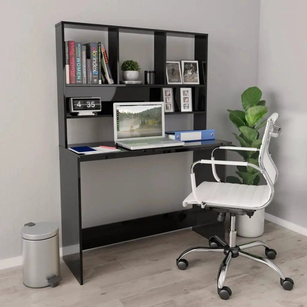 vidaXL vidaXL Desk with Shelf White 110x45x157 cm Engineered Wood - Desk