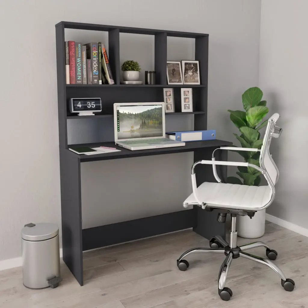 vidaXL vidaXL Desk with Shelf White 110x45x157 cm Engineered Wood - Desk