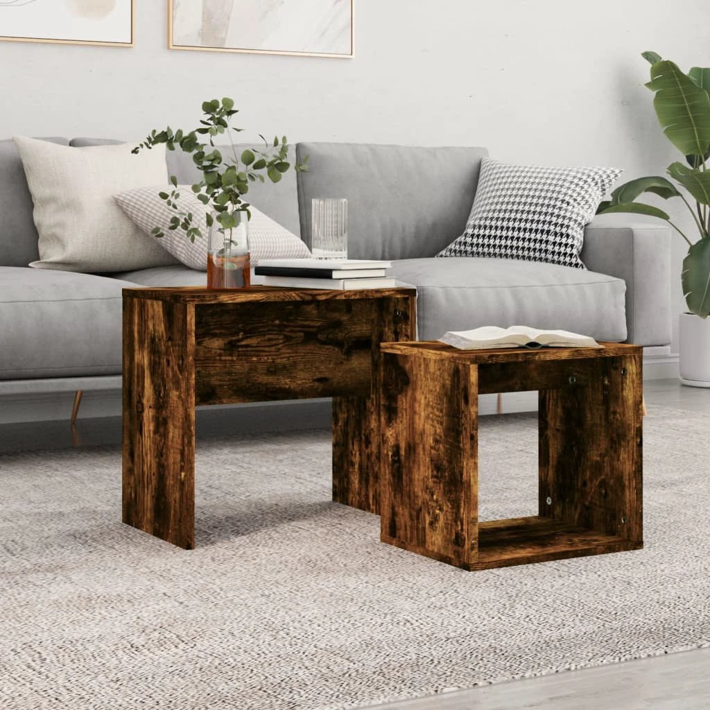 vidaXL vidaXL Nesting Coffee Tables 2 Piece Set Space Saving Modern Engineered Wood For Small Spaces Living Room - Coffee Table