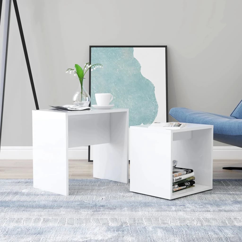 vidaXL Nesting Coffee Tables 2 Piece Set Space Saving Modern Engineered Wood For Small Spaces Living Room by vidaXL