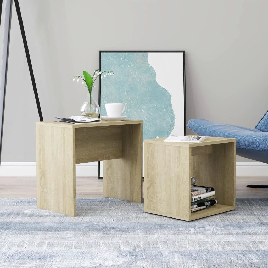 vidaXL Nesting Coffee Tables 2 Piece Set Space Saving Modern Engineered Wood For Small Spaces Living Room by vidaXL