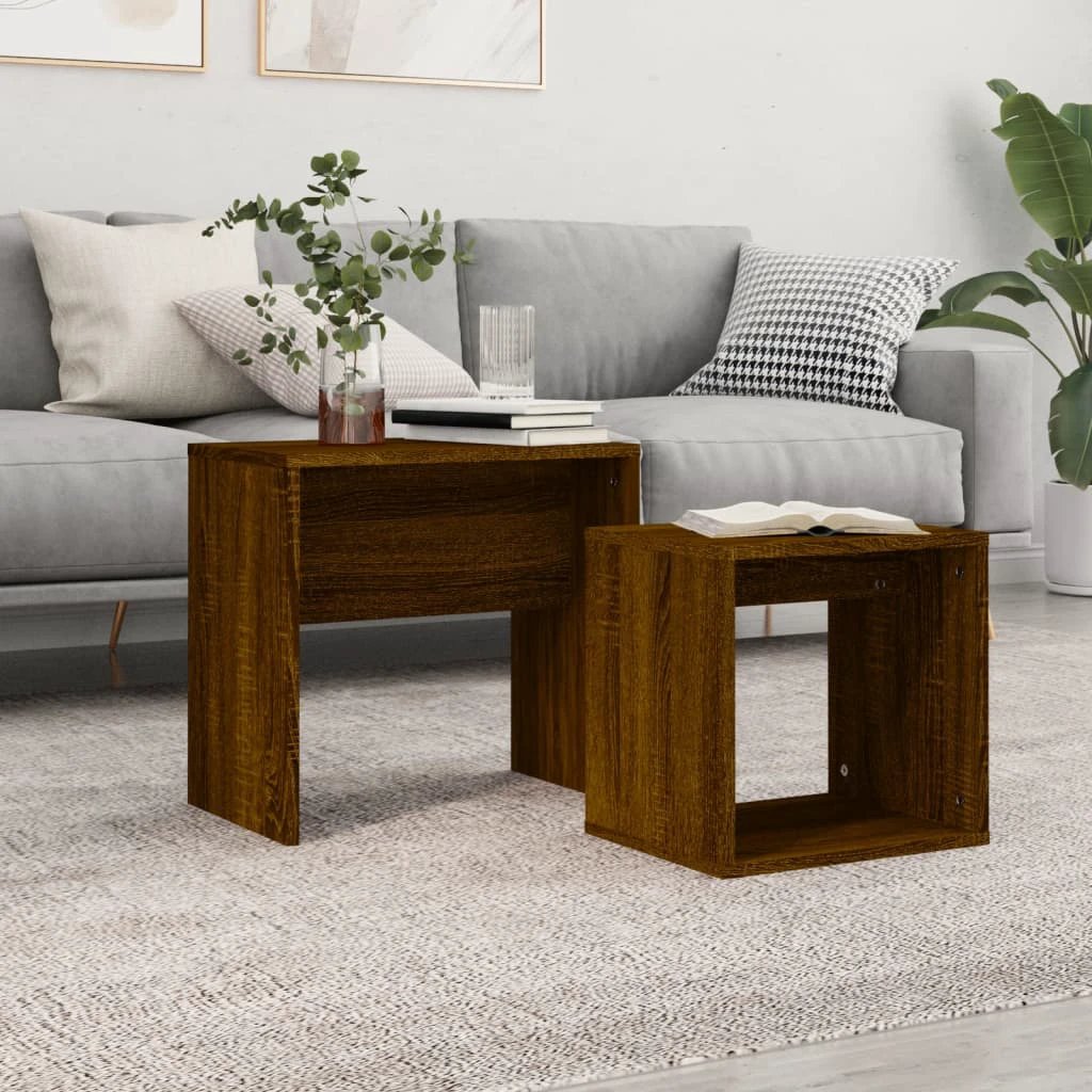 vidaXL Nesting Coffee Tables 2 Piece Set Space Saving Modern Engineered Wood For Small Spaces Living Room by vidaXL