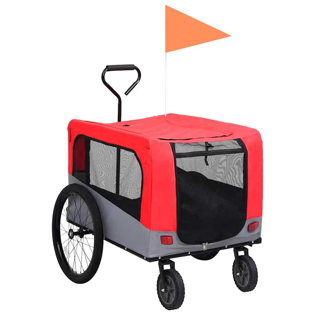 vidaXL Pet Bike Trailer | Red and Grey | Oxford fabric, steel, metal board - from vidaXL