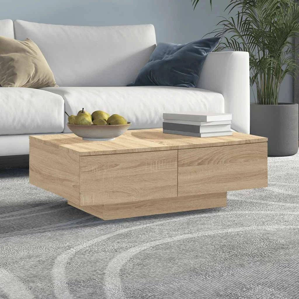 vidaXL Coffee Table 90 x 90 x 28 cm Engineered Wood Rustic Finish Living Room by vidaXL