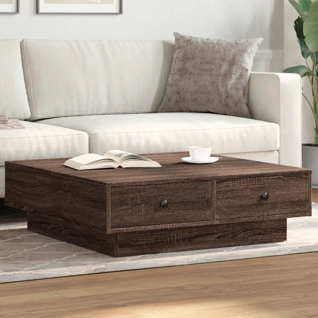 vidaXL Coffee Table 90 x 90 x 28 cm Engineered Wood Rustic Finish Living Room by vidaXL