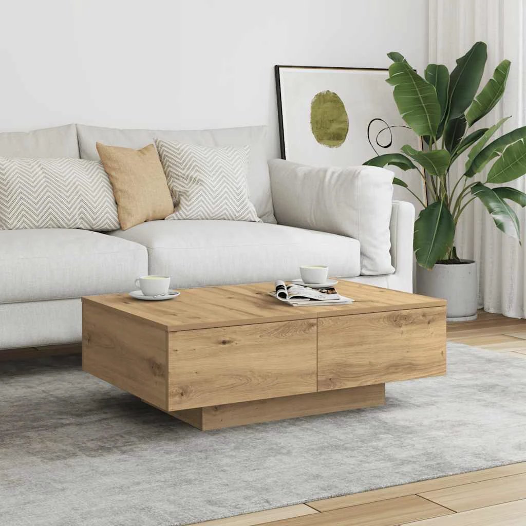 vidaXL Coffee Table 90 x 90 x 28 cm Engineered Wood Rustic Finish Living Room by vidaXL