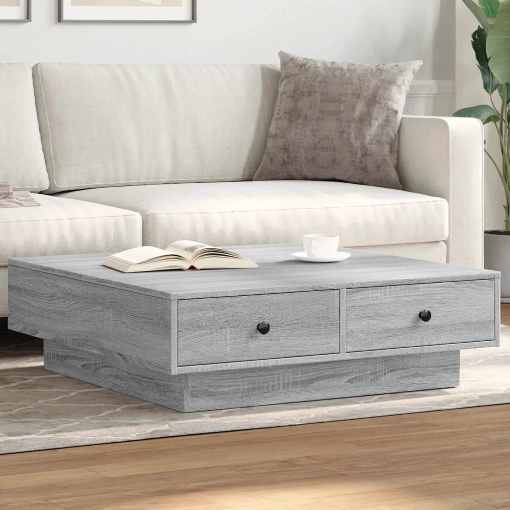 vidaXL vidaXL Coffee Table 90 x 90 x 28 cm Engineered Wood Rustic Finish Living Room - Coffee Table