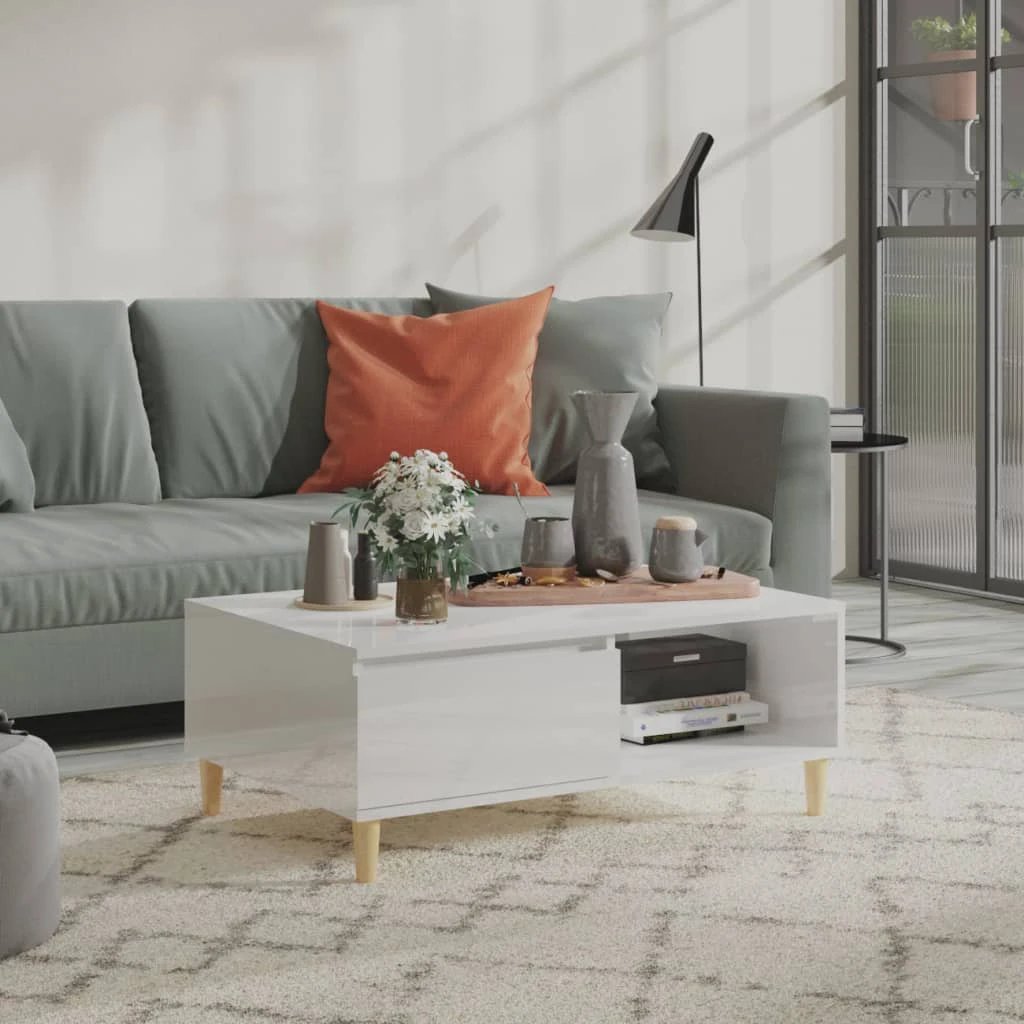 vidaXL VidaXL Coffee Table 90x60x35 cm Oak Brown With Storage Shelf Scandinavian Charm Living Room - Coffee Table