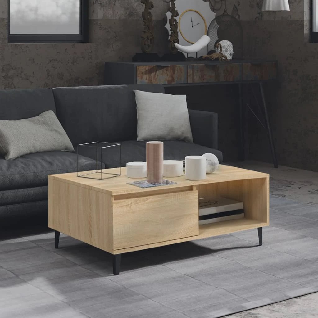 vidaXL vidaXL Coffee Table 90x60x35cm Industrial Old Wood Weathered Finish With Storage Living Room - Coffee Table