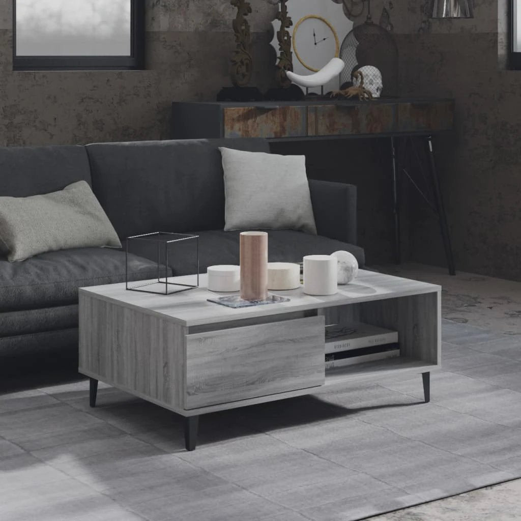 vidaXL vidaXL Coffee Table 90x60x35cm Industrial Old Wood Weathered Finish With Storage Living Room - Coffee Table