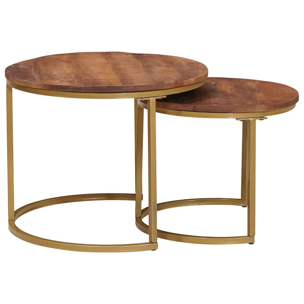 vidaXL Nesting Tables 3-Pc Mango Wood Steel by vidaXL