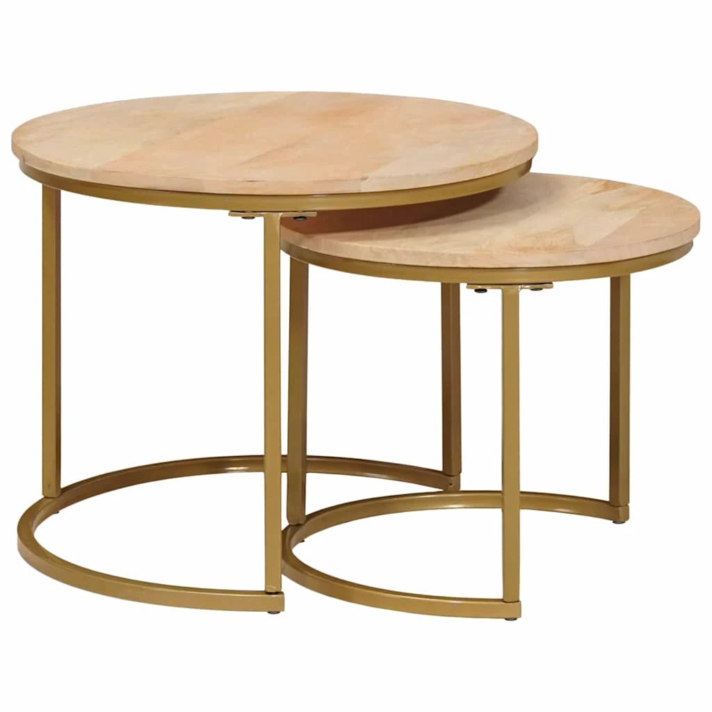 vidaXL vidaXL Nesting Tables 3-Pc Mango Wood Steel - Coffee Table