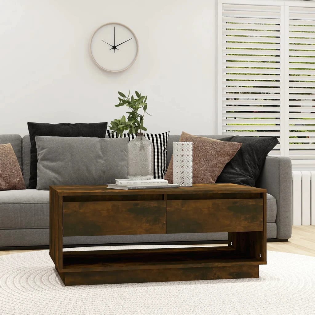 VidaXL Coffee Table Smoked Oak 102.5x55x44 cm With Drawers For Living Room Storage by vidaXL