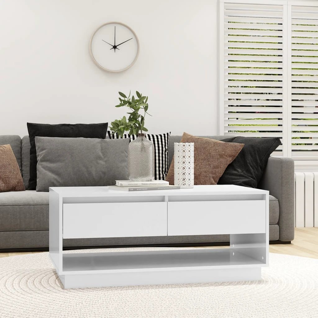 VidaXL Coffee Table Smoked Oak 102.5x55x44 cm With Drawers For Living Room Storage by vidaXL