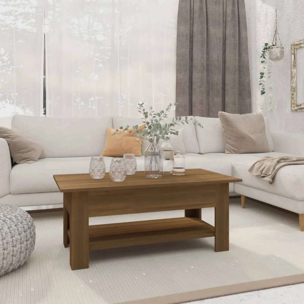vidaXL Coffee Table 102 x 55 x 42 cm Engineered Wood With Storage Shelf For Living Room Decor by vidaXL